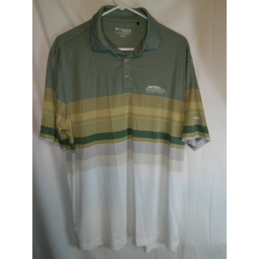 Columbia Golf Polo Shirt Stonehenge Golf Club Striped Olive Green‎ XL